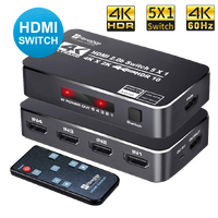 4K HDR HDMI Switch, 5 Ports 4K 60Hz HDMI 2.0 Switcher Selector with IR Remote, Supports Ultra HD Dolby Vision