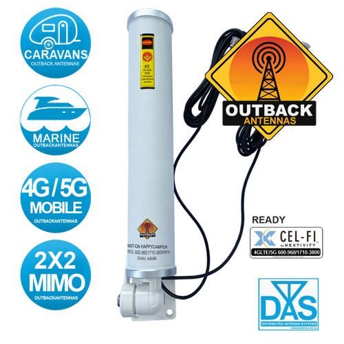 Omni Antenna Outdoor 4G-5G 360° MIMO 4/6dBi, 600-960/1710-3800Mhz - "HAPPY CAMPER"