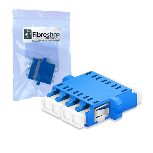 LC/UPC to LC/UPC Quad OS2 Single Mode Plastic Fibre Optic Adapter/Coupler with Flange