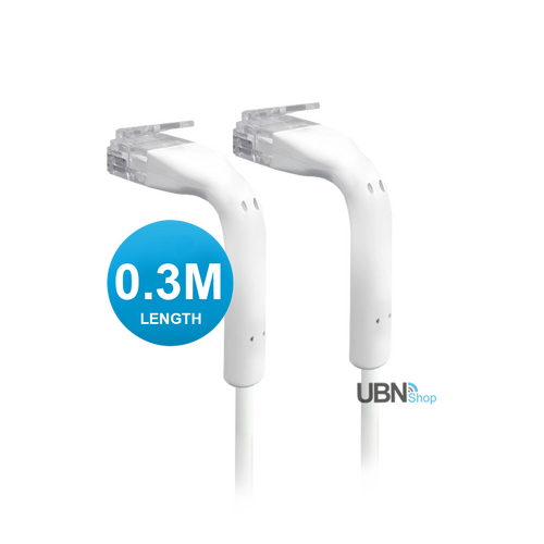 UniFi Patch Cable 0.3m White, Both End Bendable to 90 Degree, RJ45 Ethernet Cable, Cat6, Ultra-Thin 3mm Diameter